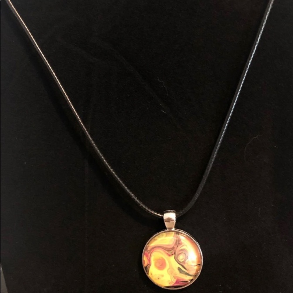 Handmade Boho Acrylic Skin Cabochon Pendant